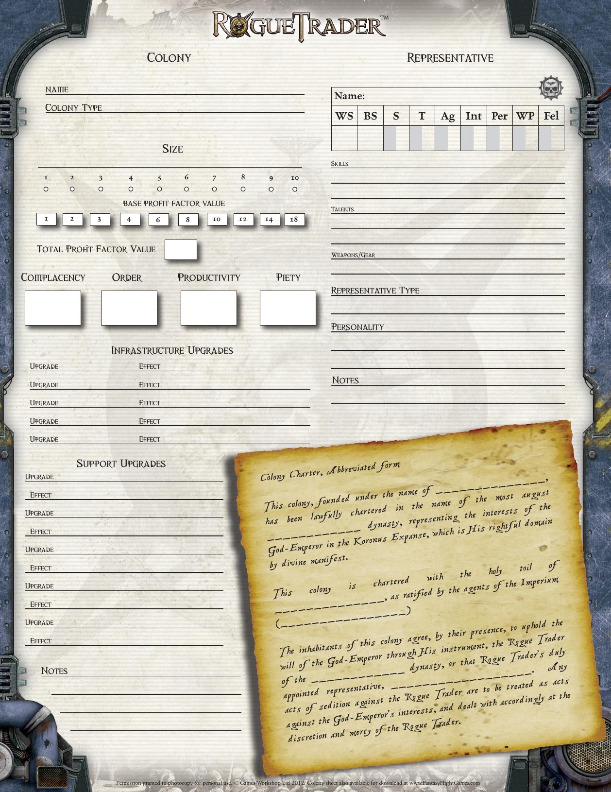 Colony Tracking Sheet