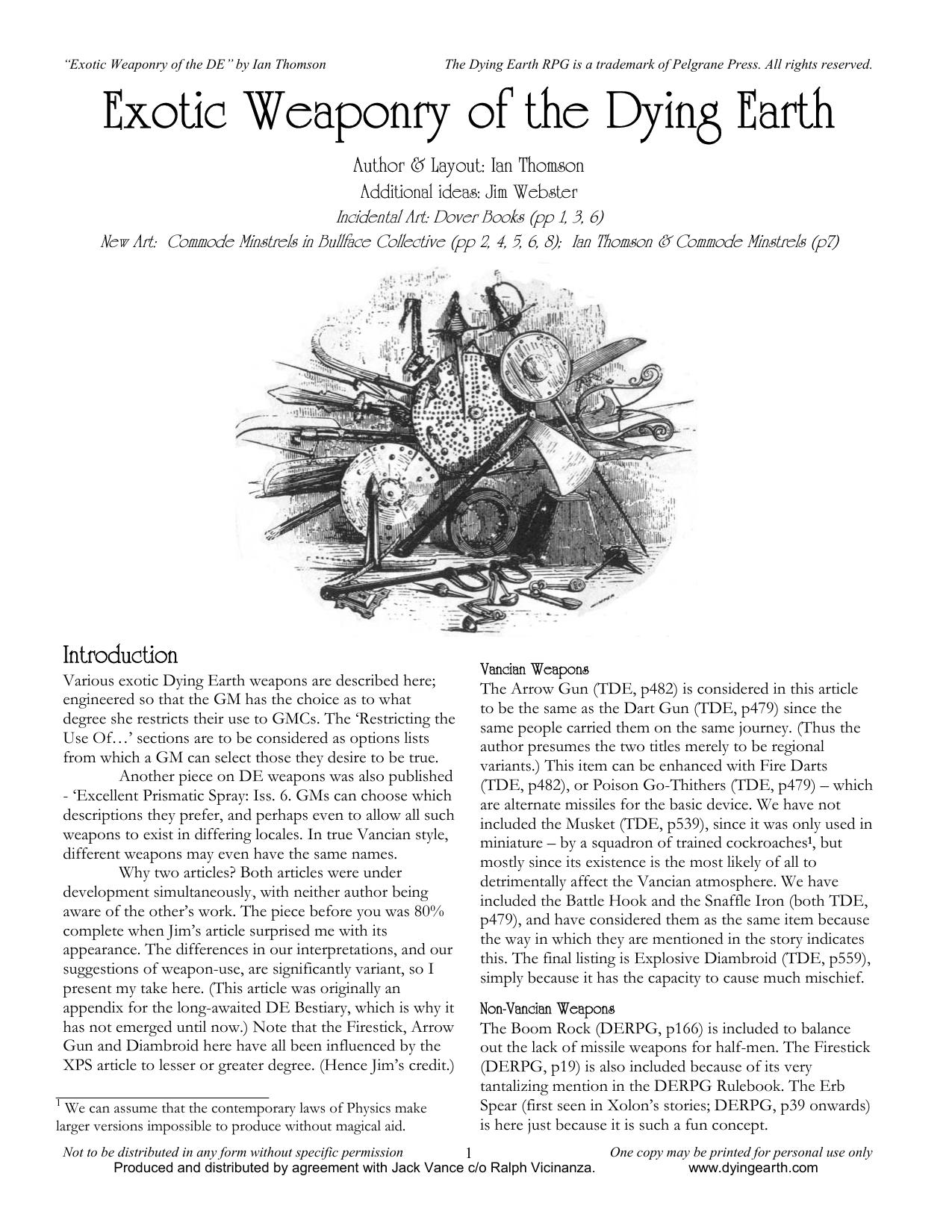 Exotic Weapons of the Dying Earth