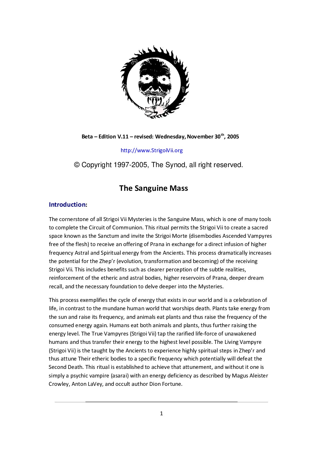 The Sanguine Mass
