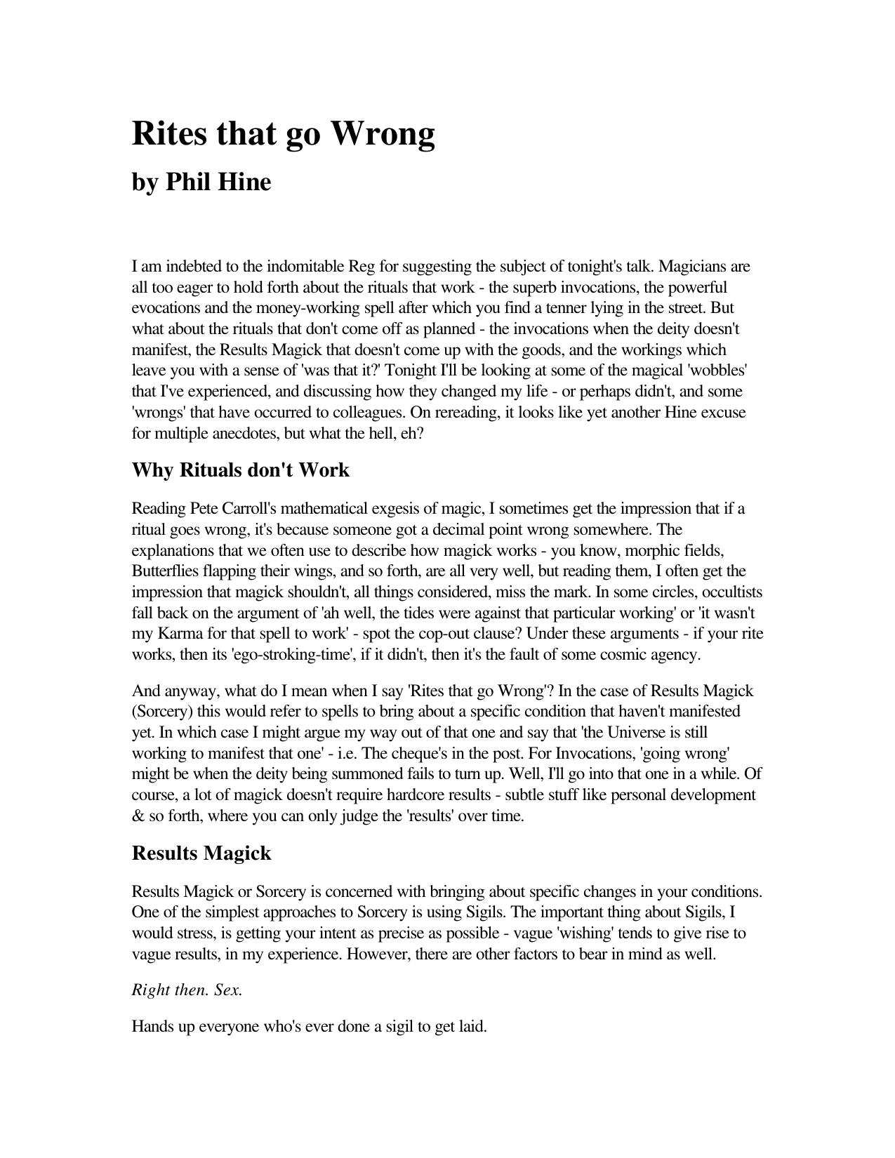Rites That Go Wrong