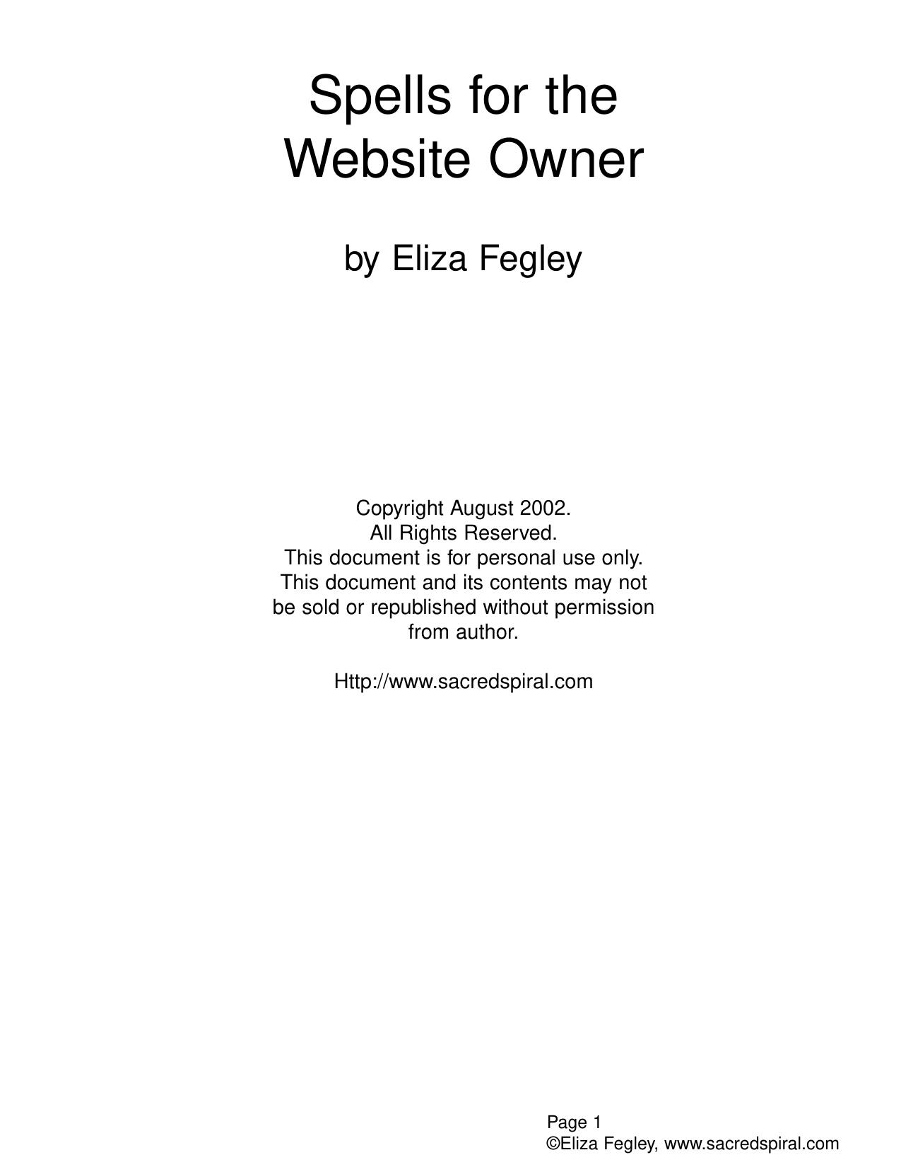 Spells For the Website Owner