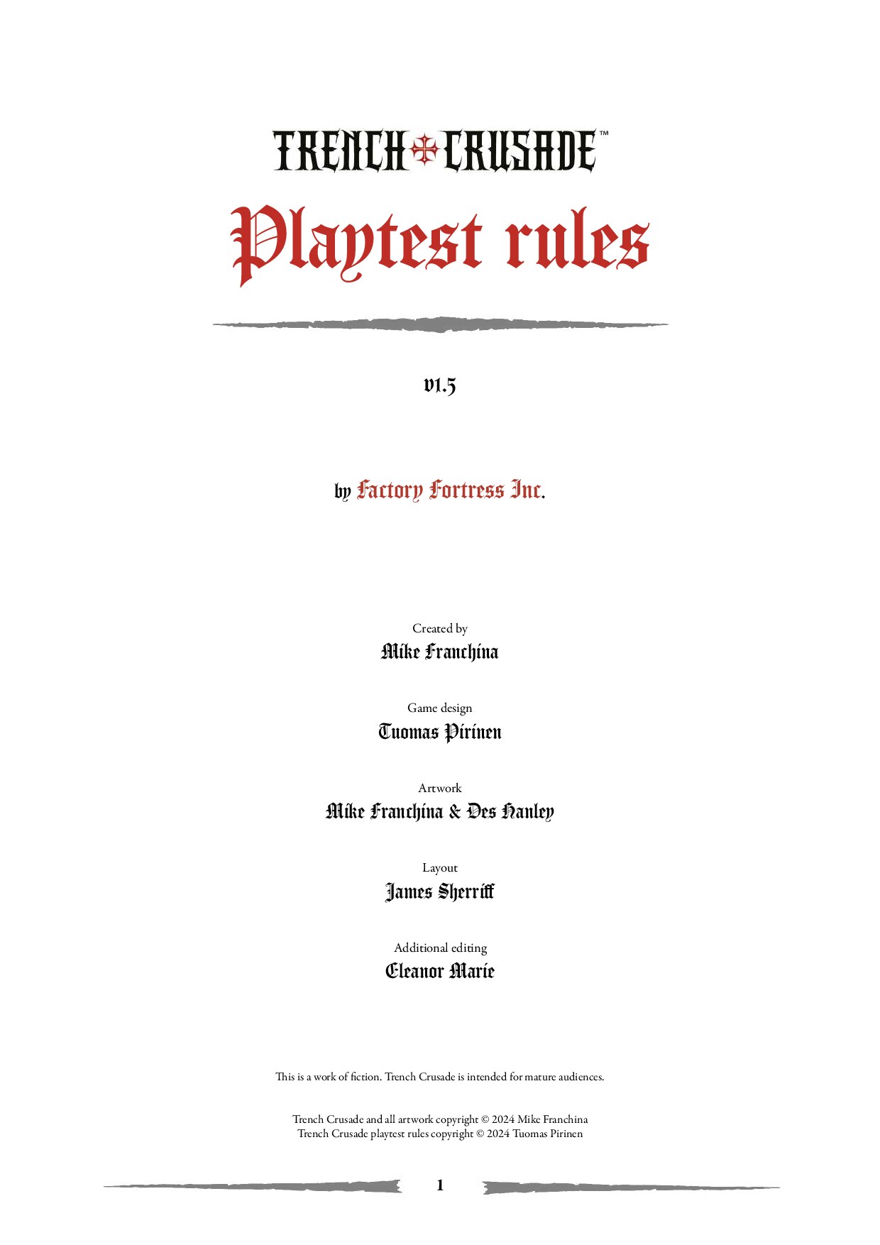 Trench Crusade: Rules