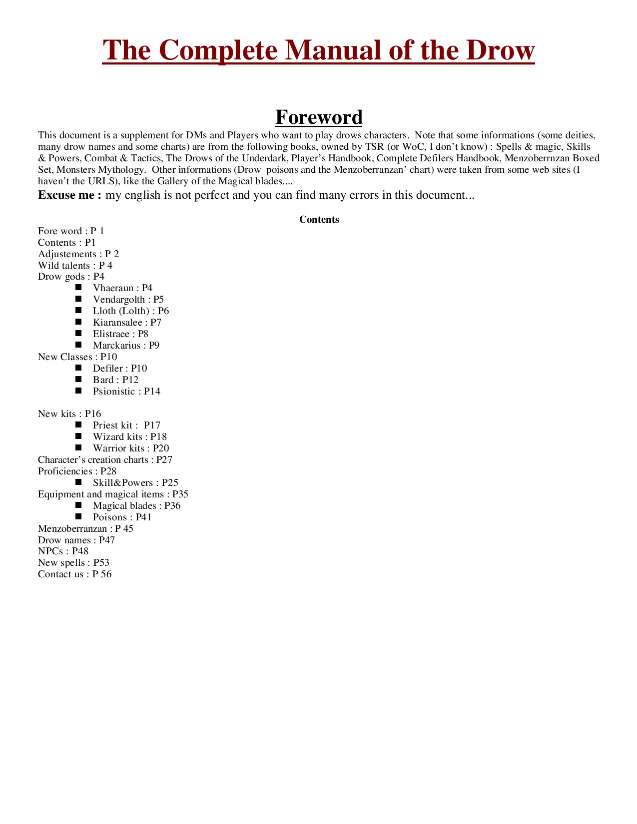 Complete Manual of Drow