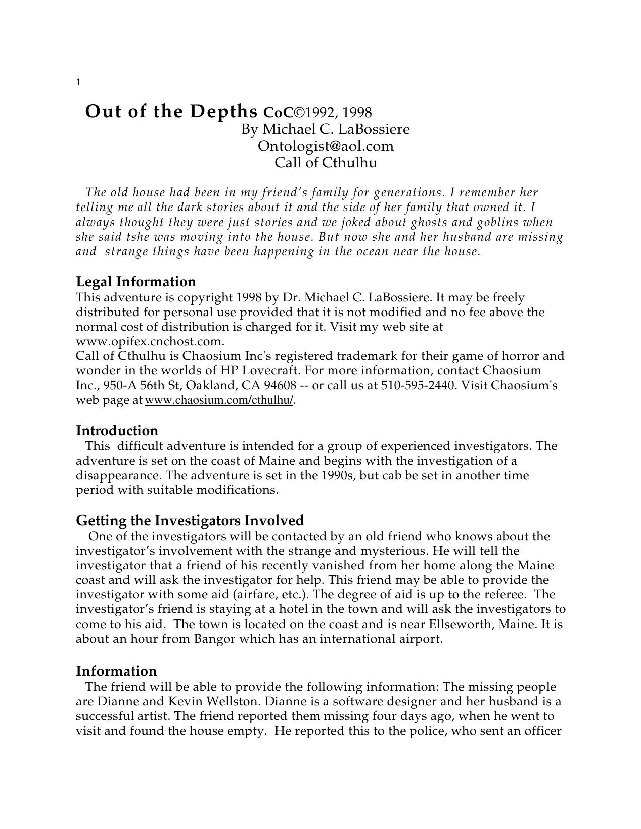 Out of the Depths