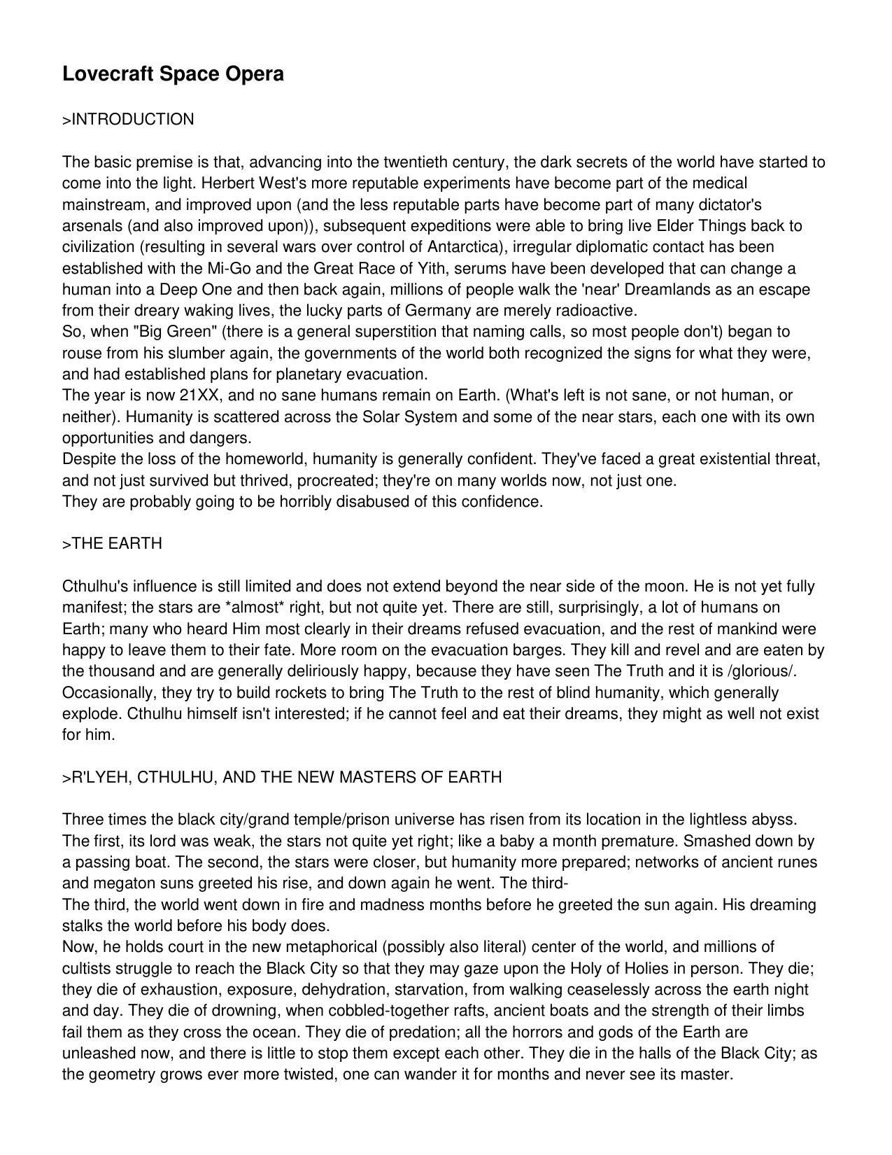 Lovecraft Space Opera
