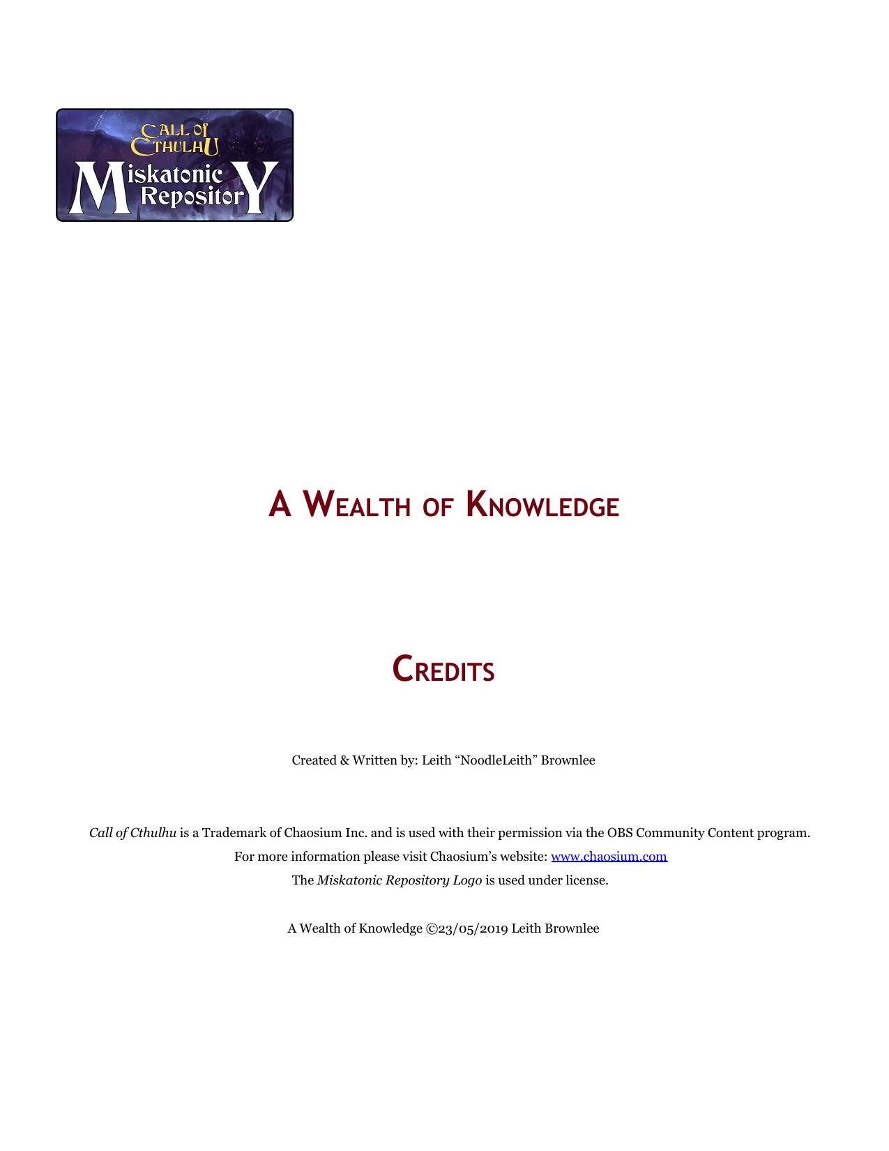 CoC - Miskatonic Repository
