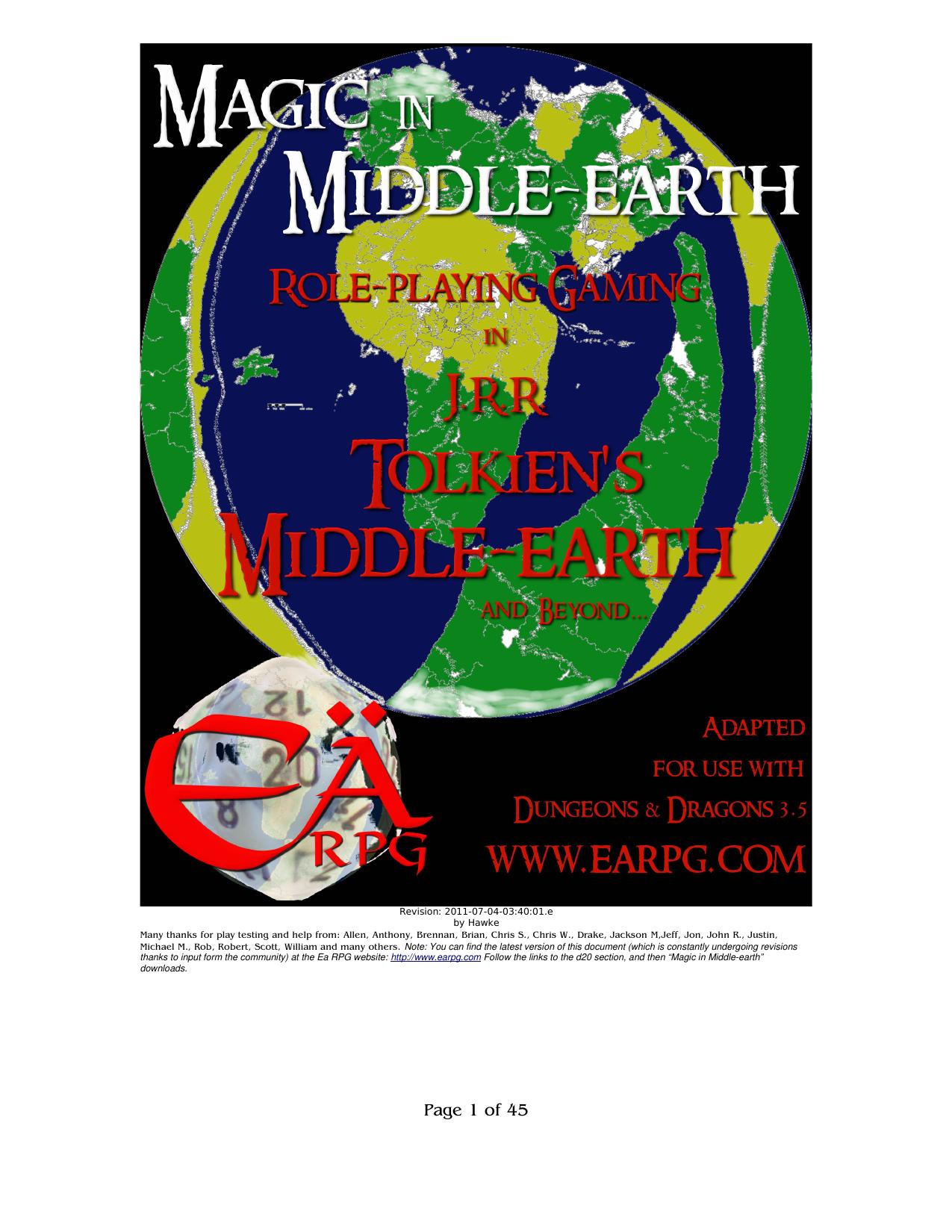 Eä d20 - Magic in Middle-earth