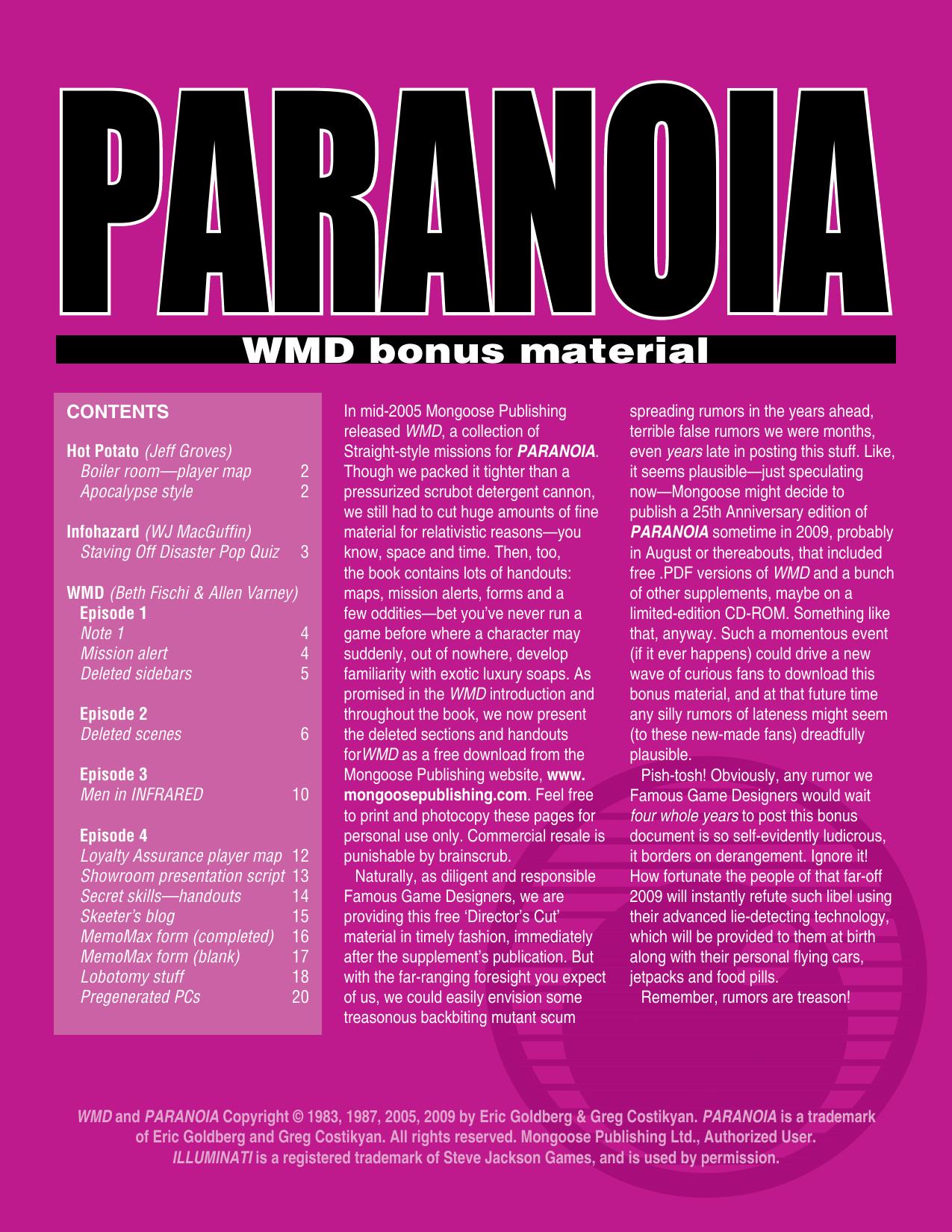 WMD Bonus Material